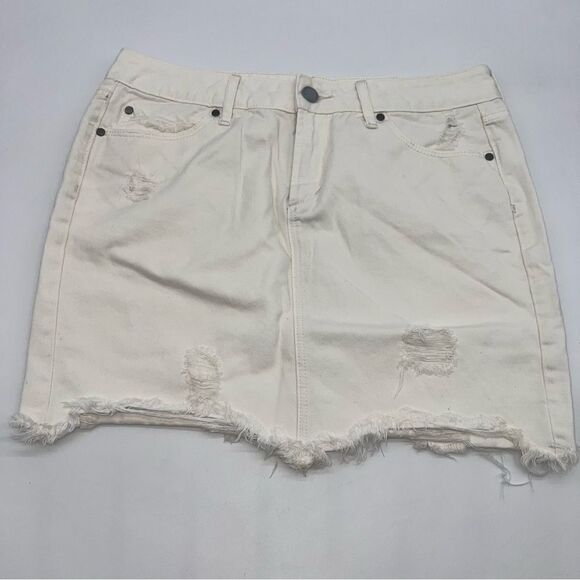 Articles of Society White 100% Cotton Off White Distress Stacy Mini-Skirt-Sz 27 - Picture 1 of 11